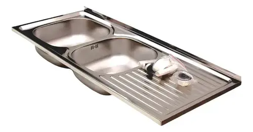 Lavaplatos Para Sobreponer 150x50x16 Cm 2 Bachas 2 Secadores