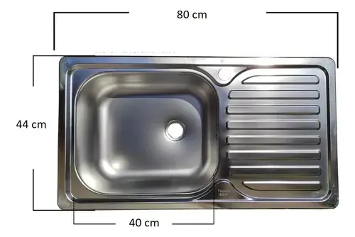 Lavaplatos Simple 80x44 Secador Derecho Acero Inoxidable Plateado - Image 2
