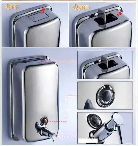 Dispensador Jabón Acero Inoxidable 500 Ml. Taumm Color Plateado - Image 6