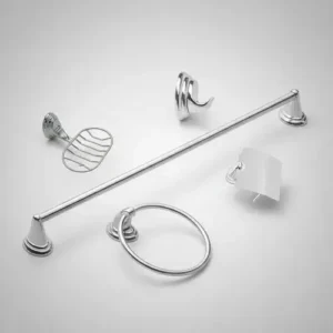 Set De Baño Economico 5 Piezas Plateado