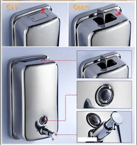 Dispensador Jabón Acero Inoxidable 800ml Baño Oficina Hogar Plateado - Image 6