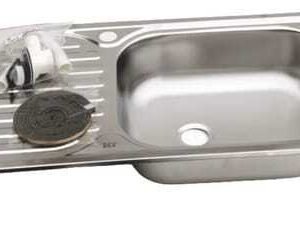 Lavaplatos 80x44 Acero Inox Pack Llave Canastillo Izquierdo Plateado
