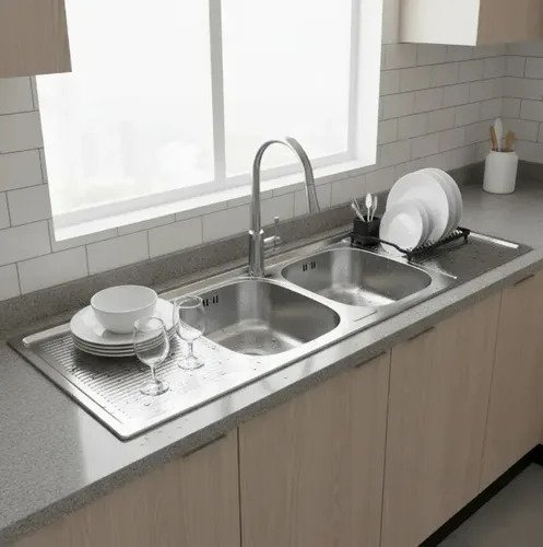 Lavaplatos Para Sobreponer 150x50x16 Cm 2 Bachas 2 Secadores - Image 3