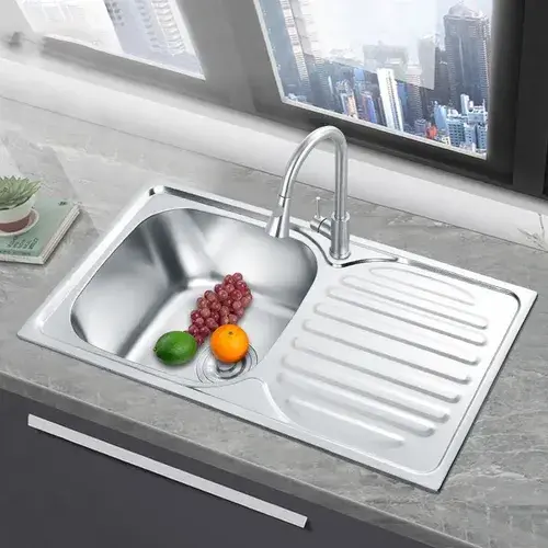 Lavaplatos Simple 80x44 Secador Derecho Acero Inoxidable Plateado - Image 7