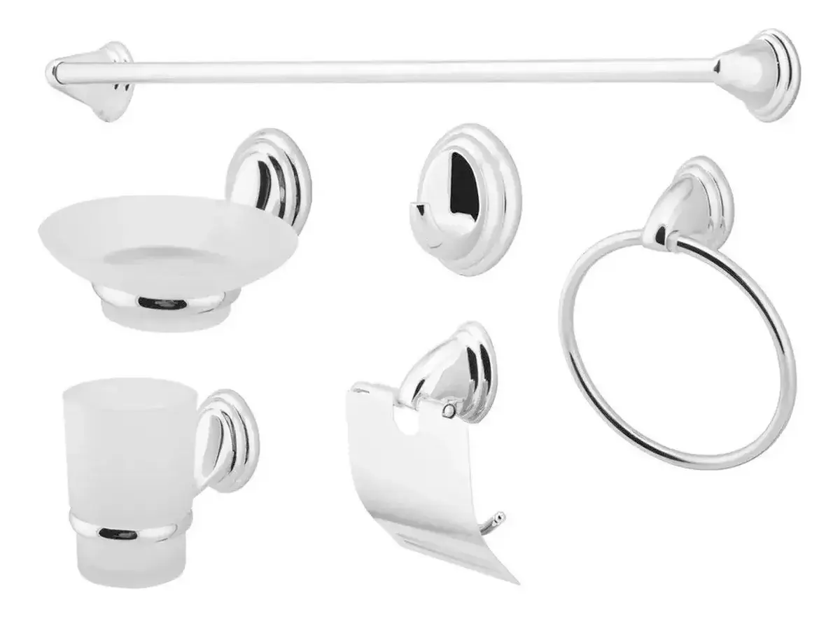 Set de Accesorios para Baño Colomba — 6 Piezas Plateado