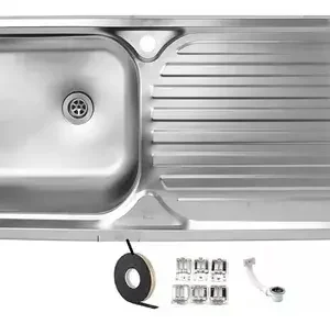 Lavaplatos Empotrado Simple 100x44 Inoxidable Derecho Plateado