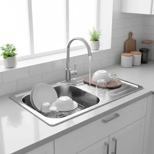 Lavaplatos Simple 80x44 Secador Derecho Acero Inoxidable Plateado - Image 4