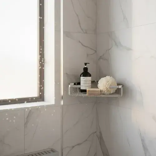 Organizador De Ducha Esquinero Triangular Baño Plateado