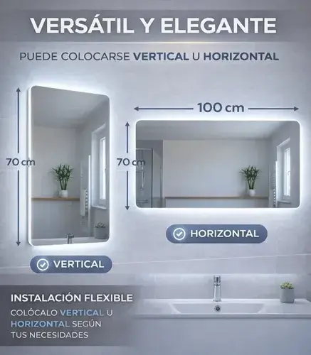 Espejo Rectangular Moderno 3 Luces Led Fría-calida Blanco - Image 3