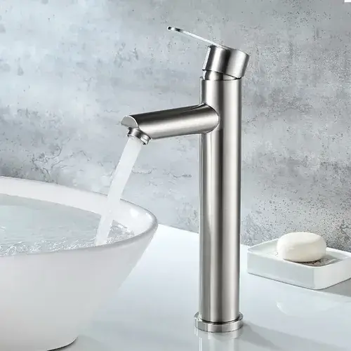 Llave Monomando Lavatorio Moderno Alto Inoxidable Plateado Brillante - Image 5