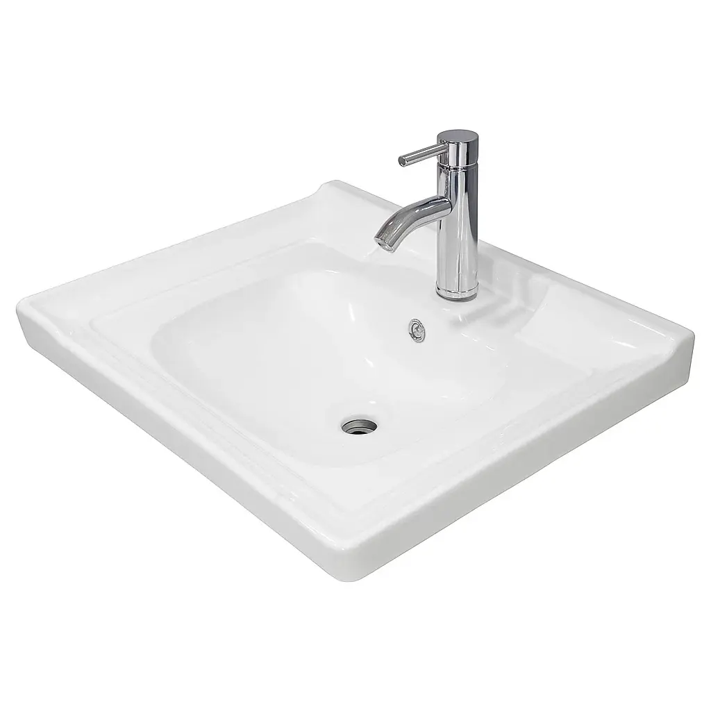 Lavamanos 60 cm, Rectangular de Sobreponer Trade + Llave Monomando – Cerámica Premium