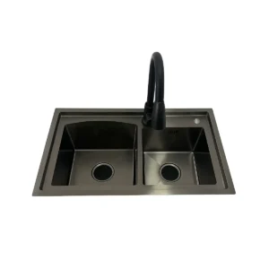 Lavaplatos Doble Cubeta + Llave Black | 78 × 43 cm