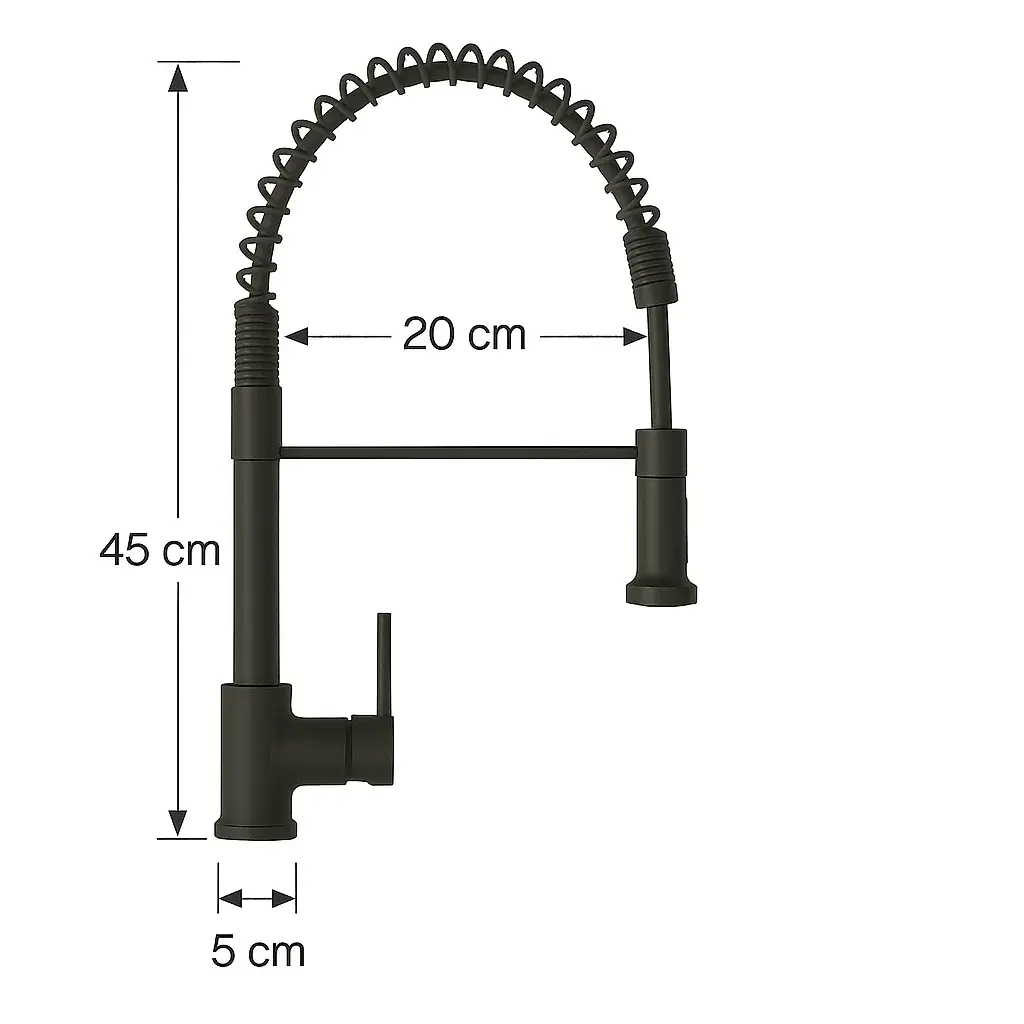 Llave Monomando Lavaplatos Flexible Profesional Negro - Image 7